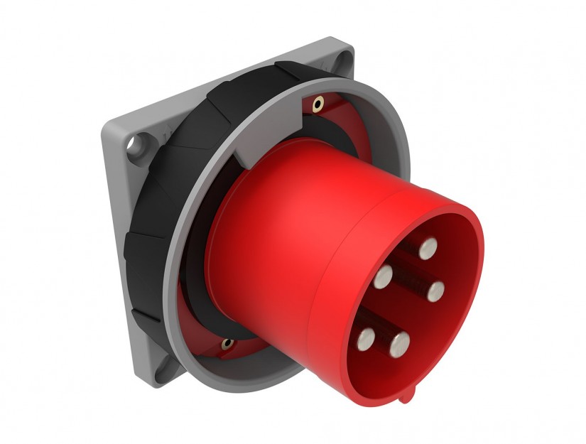 نری معکوس تابلویی یا پلاگ 125 آمپر سه فاز پنج شاخه با پایلوت پین 5 پین ضد آب Flush mount Plug BC3-6505-7114 بمیس Bemis ترکیه IP67